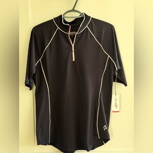 Jofit Black Short-Sleeve tee with Pink Zip Pull